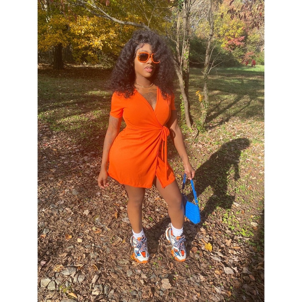 Orange 🍊waist Tie dress